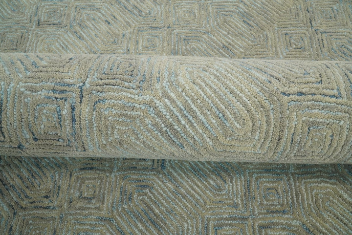 5x8 and 8x10 Hand Made Woolen Modern Camel and Blue Area Rug | EVE004 - The Rug Decor