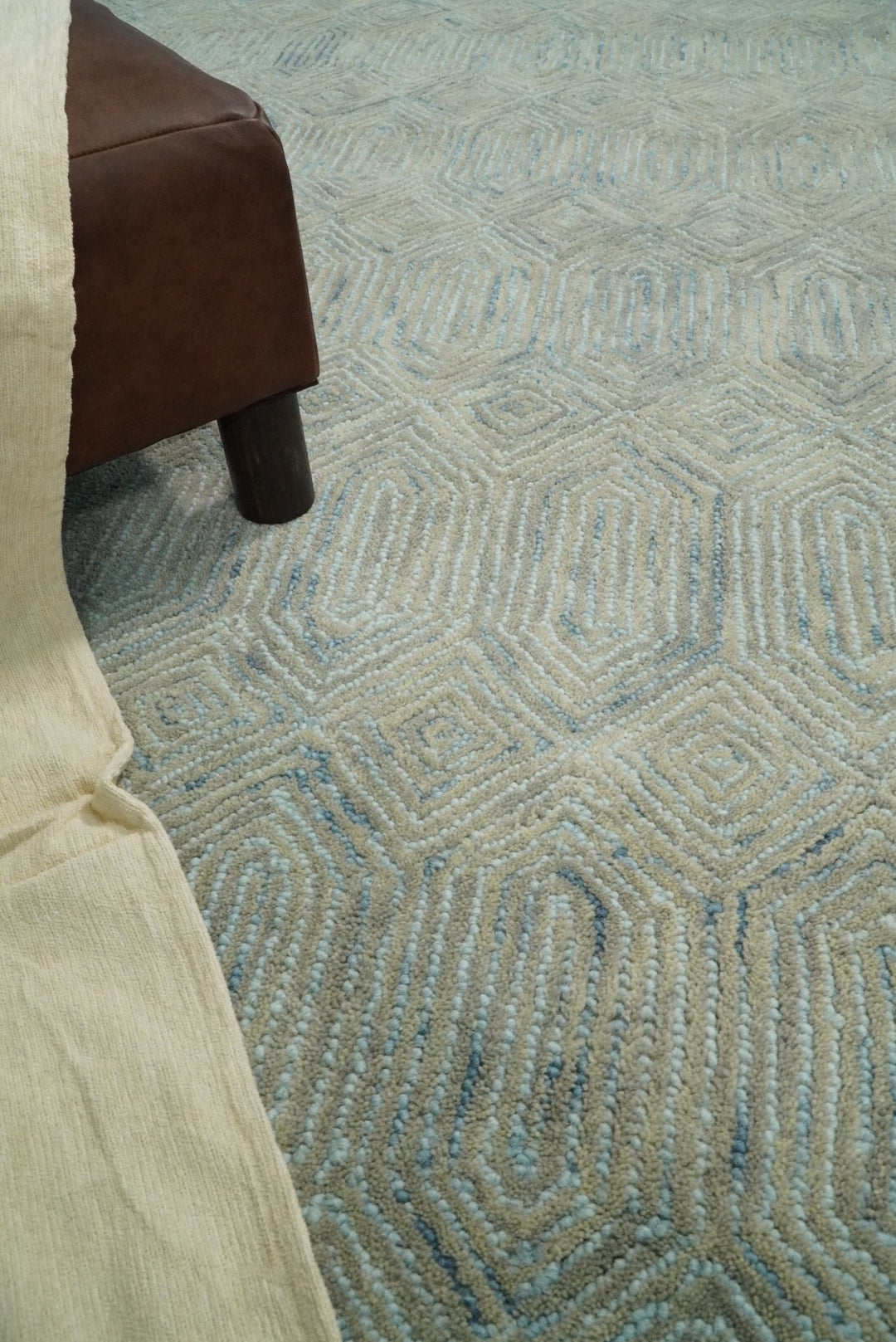 5x8 and 8x10 Hand Made Woolen Modern Camel and Blue Area Rug | EVE004 - The Rug Decor