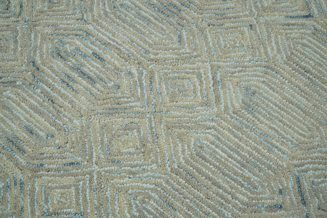 5x8 and 8x10 Hand Made Woolen Modern Camel and Blue Area Rug | EVE004 - The Rug Decor