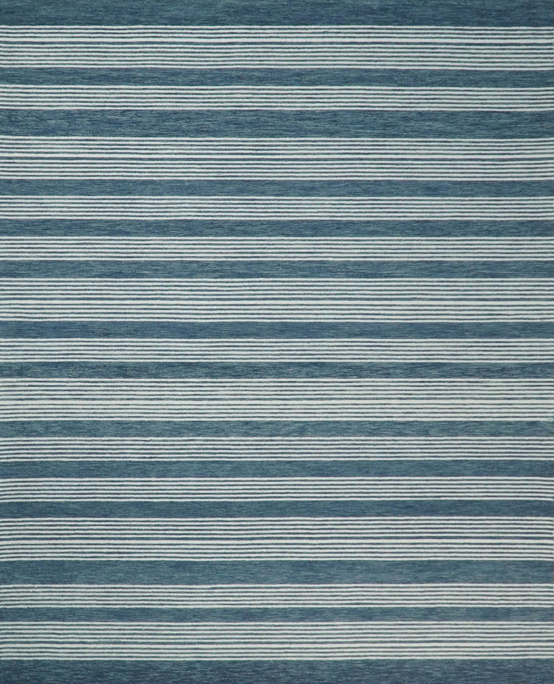 5x8 and 8x10 Hand Made Woolen Modern Stripes White and Blue Area Rug | NAU002 - The Rug Decor