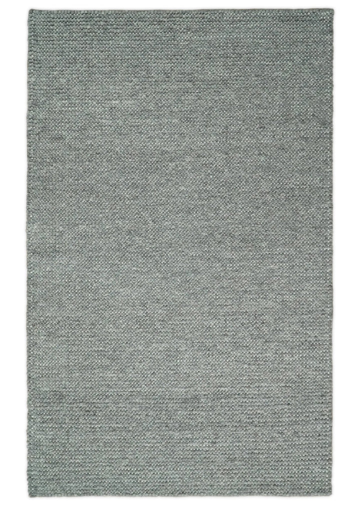 5x8 and 8x10 Solid Gray Chunky Handwoven Wool Area Rug, Layering Rug | TRD2381 - The Rug Decor