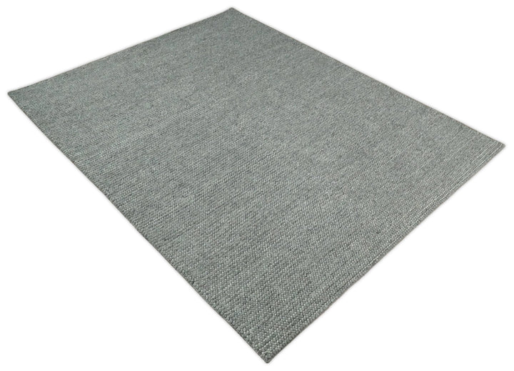 5x8 and 8x10 Solid Gray Chunky Handwoven Wool Area Rug, Layering Rug | TRD2381 - The Rug Decor