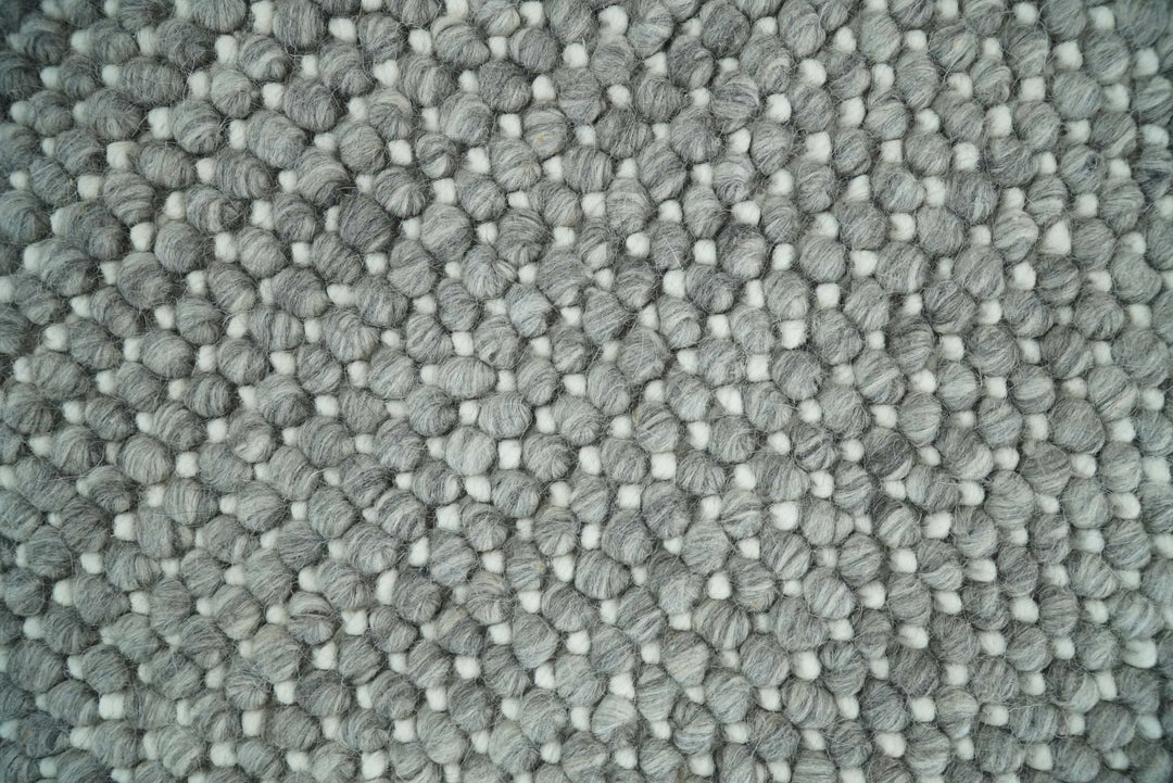 5x8 and 8x10 Solid Gray Chunky Handwoven Wool Area Rug, Layering Rug | TRD2381 - The Rug Decor