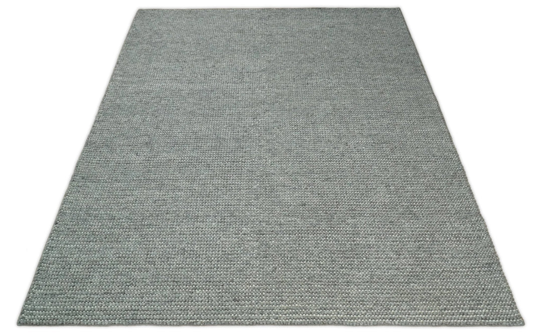 5x8 and 8x10 Solid Gray Chunky Handwoven Wool Area Rug, Layering Rug | TRD2381 - The Rug Decor
