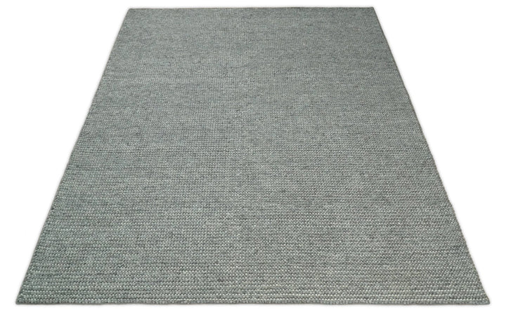 5x8 and 8x10 Solid Gray Chunky Handwoven Wool Area Rug, Layering Rug | TRD2381 - The Rug Decor