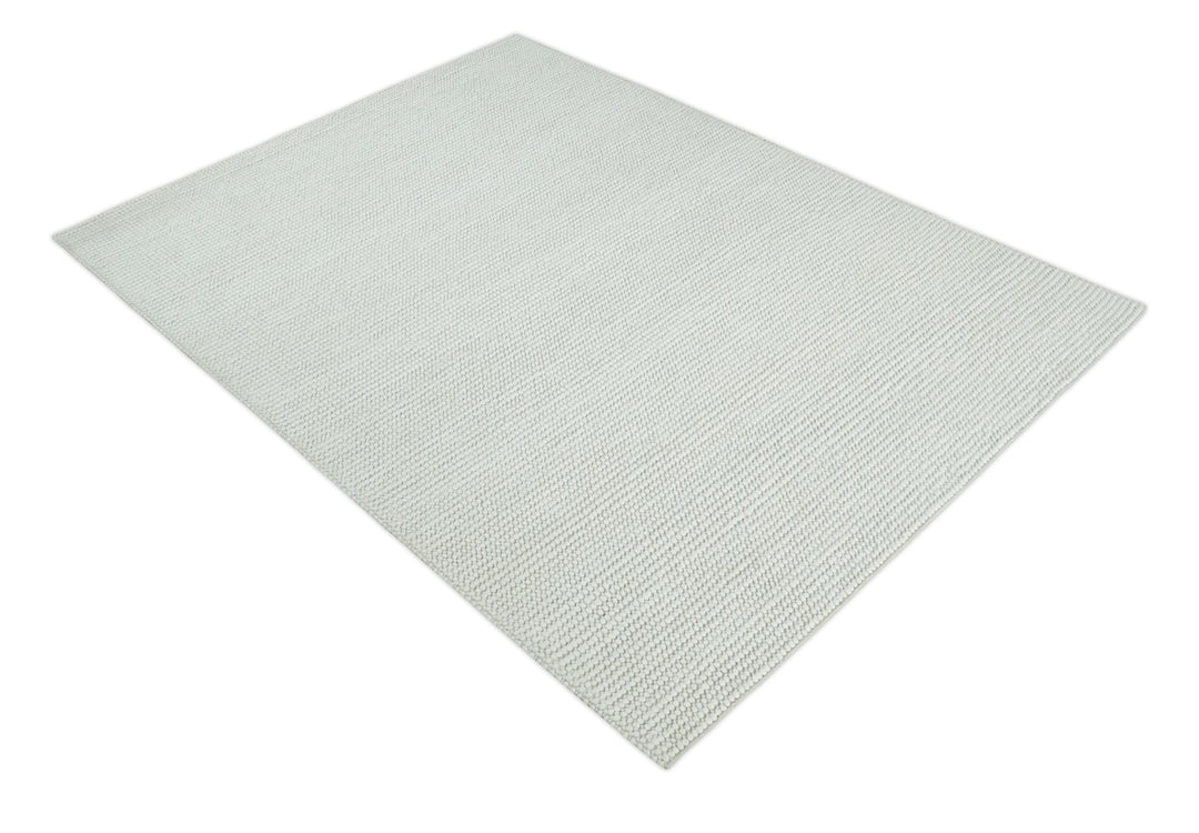 5x8 and 8x10 Solid Ivory Chunky Handwoven Wool Area Rug, Layering Rug | TRD2380 - The Rug Decor
