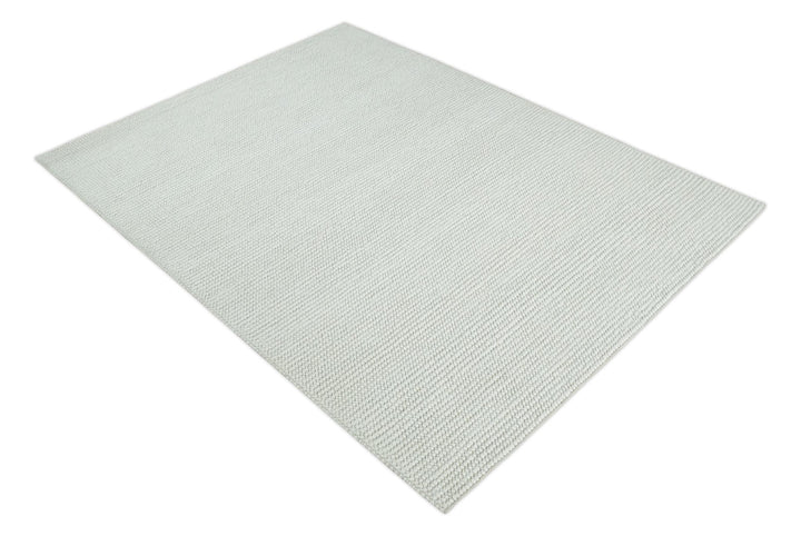 5x8 and 8x10 Solid Ivory Chunky Handwoven Wool Area Rug, Layering Rug | TRD2380 - The Rug Decor