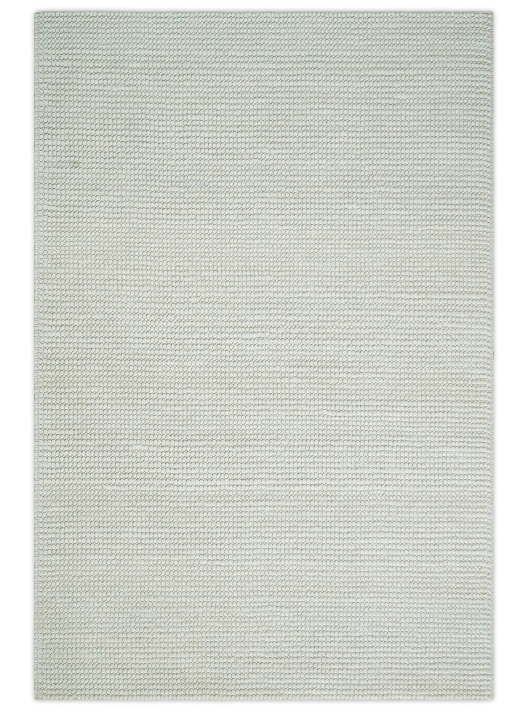 5x8 and 8x10 Solid Ivory Chunky Handwoven Wool Area Rug, Layering Rug | TRD2380 - The Rug Decor