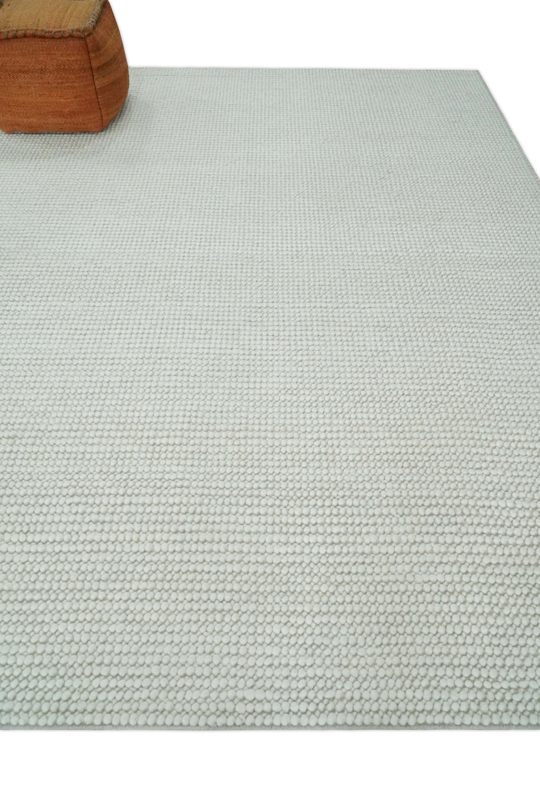5x8 and 8x10 Solid Ivory Chunky Handwoven Wool Area Rug, Layering Rug | TRD2380 - The Rug Decor