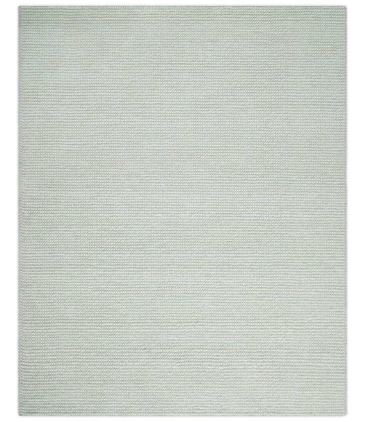 5x8 and 8x10 Solid Ivory Chunky Handwoven Wool Area Rug, Layering Rug | TRD2380 - The Rug Decor