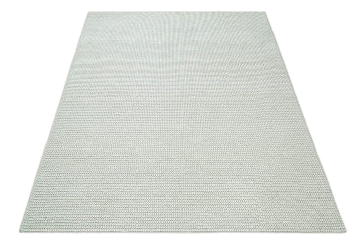 5x8 and 8x10 Solid Ivory Chunky Handwoven Wool Area Rug, Layering Rug | TRD2380 - The Rug Decor