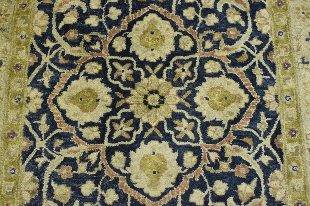 5x8 Blue and Camel Wool Area Rug | Handmade Area rug made with fine wool - The Rug Decor