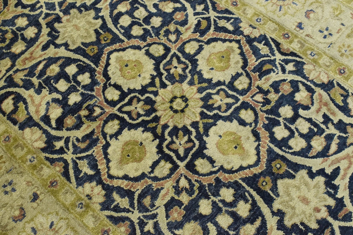 5x8 Blue and Camel Wool Area Rug | Handmade Area rug made with fine wool - The Rug Decor