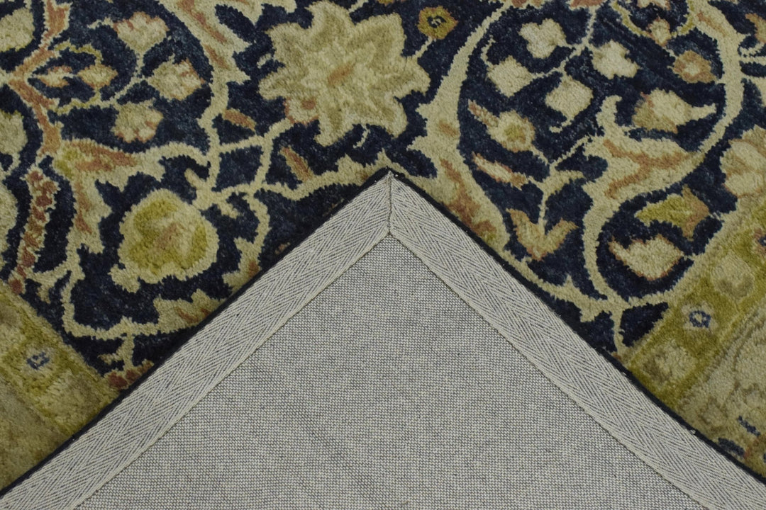 5x8 Blue and Camel Wool Area Rug | Handmade Area rug made with fine wool - The Rug Decor