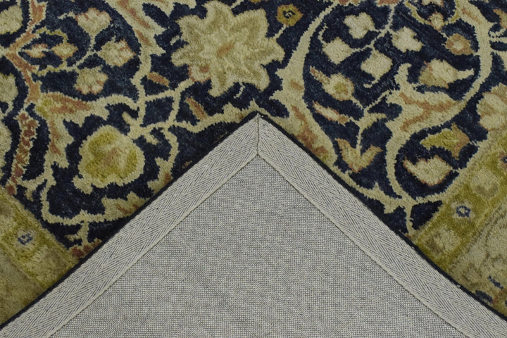 5x8 Blue and Camel Wool Area Rug | Handmade Area rug made with fine wool - The Rug Decor