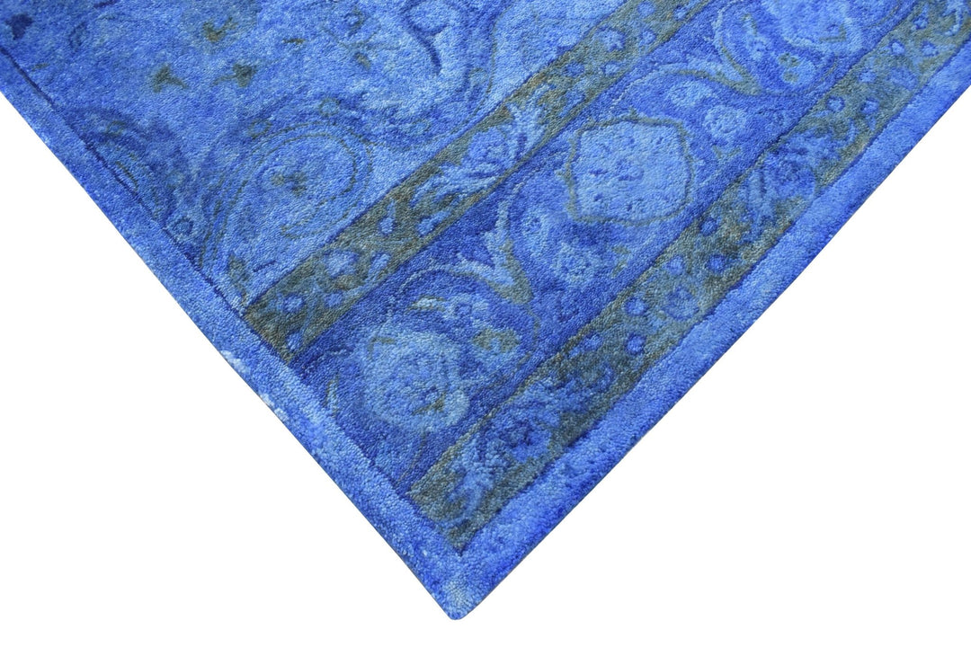 5x8 Blue Handmade Overdyed Wool Area Rug | TUF10 - The Rug Decor