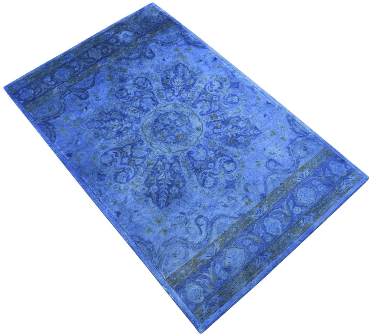 5x8 Blue Handmade Overdyed Wool Area Rug | TUF10 - The Rug Decor