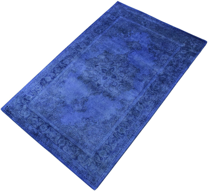 5x8 Blue Wool Area Rug | Handmade Area rug made with fine wool Overdyed Rug | Bedroom Rug, Blue Rug, Living Room Rug, Classic Style Rug - The Rug Decor