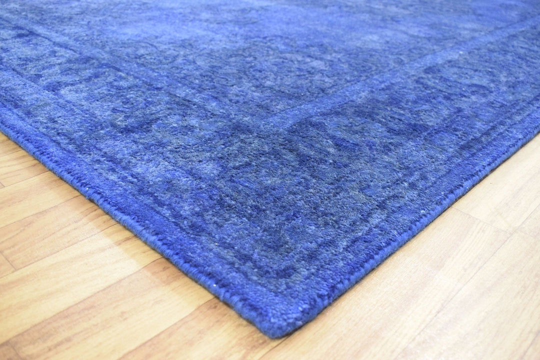 5x8 Blue Wool Area Rug | Handmade Area rug made with fine wool Overdyed Rug | Bedroom Rug, Blue Rug, Living Room Rug, Classic Style Rug - The Rug Decor