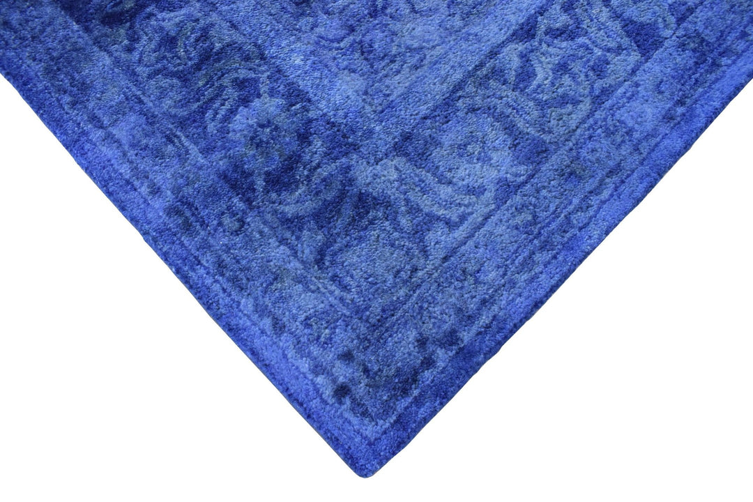 5x8 Blue Wool Area Rug | Handmade Area rug made with fine wool Overdyed Rug | Bedroom Rug, Blue Rug, Living Room Rug, Classic Style Rug - The Rug Decor