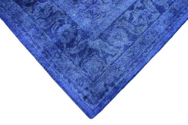 5x8 Blue Wool Area Rug | Handmade Area rug made with fine wool Overdyed Rug | Bedroom Rug, Blue Rug, Living Room Rug, Classic Style Rug - The Rug Decor