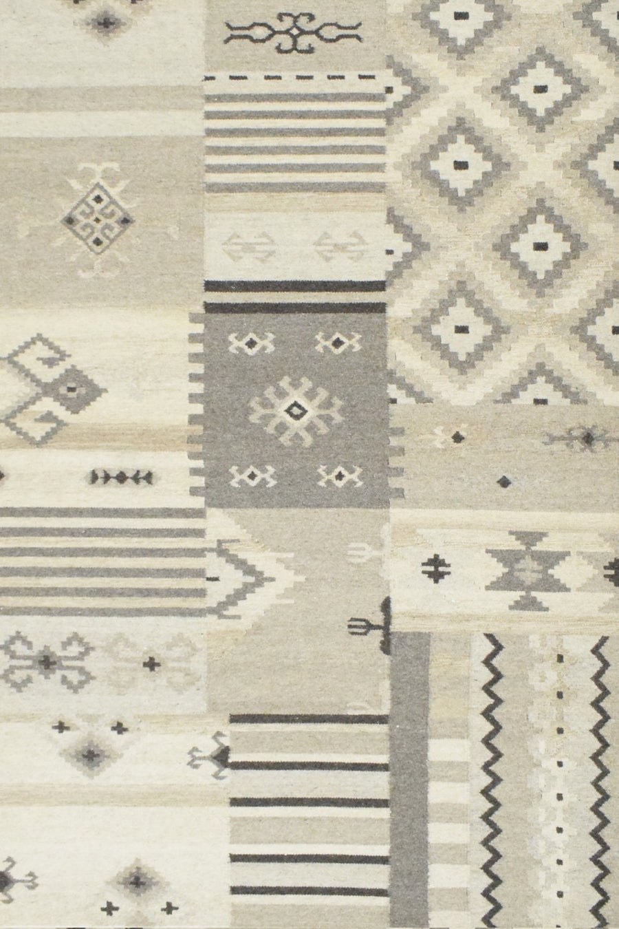 5x8 Dhurrie Rug, Beige Brown Tribal Pattern Wool Rug - The Rug Decor