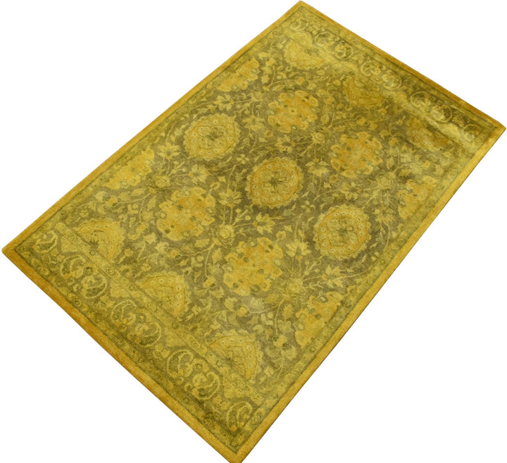 5x8 Gold Handmade Overdyed Wool Area Rug | TUF7 - The Rug Decor