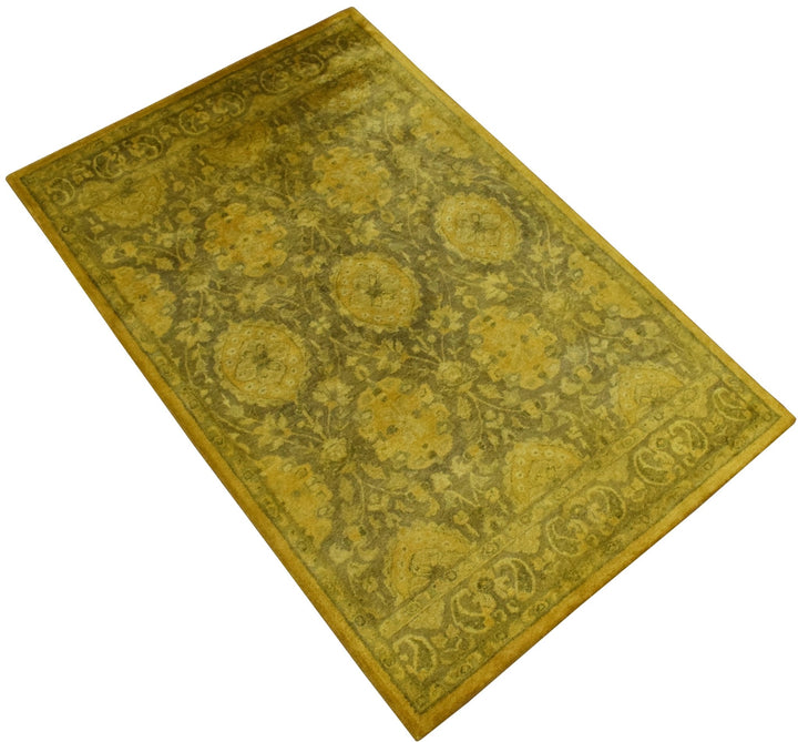 5x8 Gold Handmade Overdyed Wool Area Rug | TUF7 - The Rug Decor