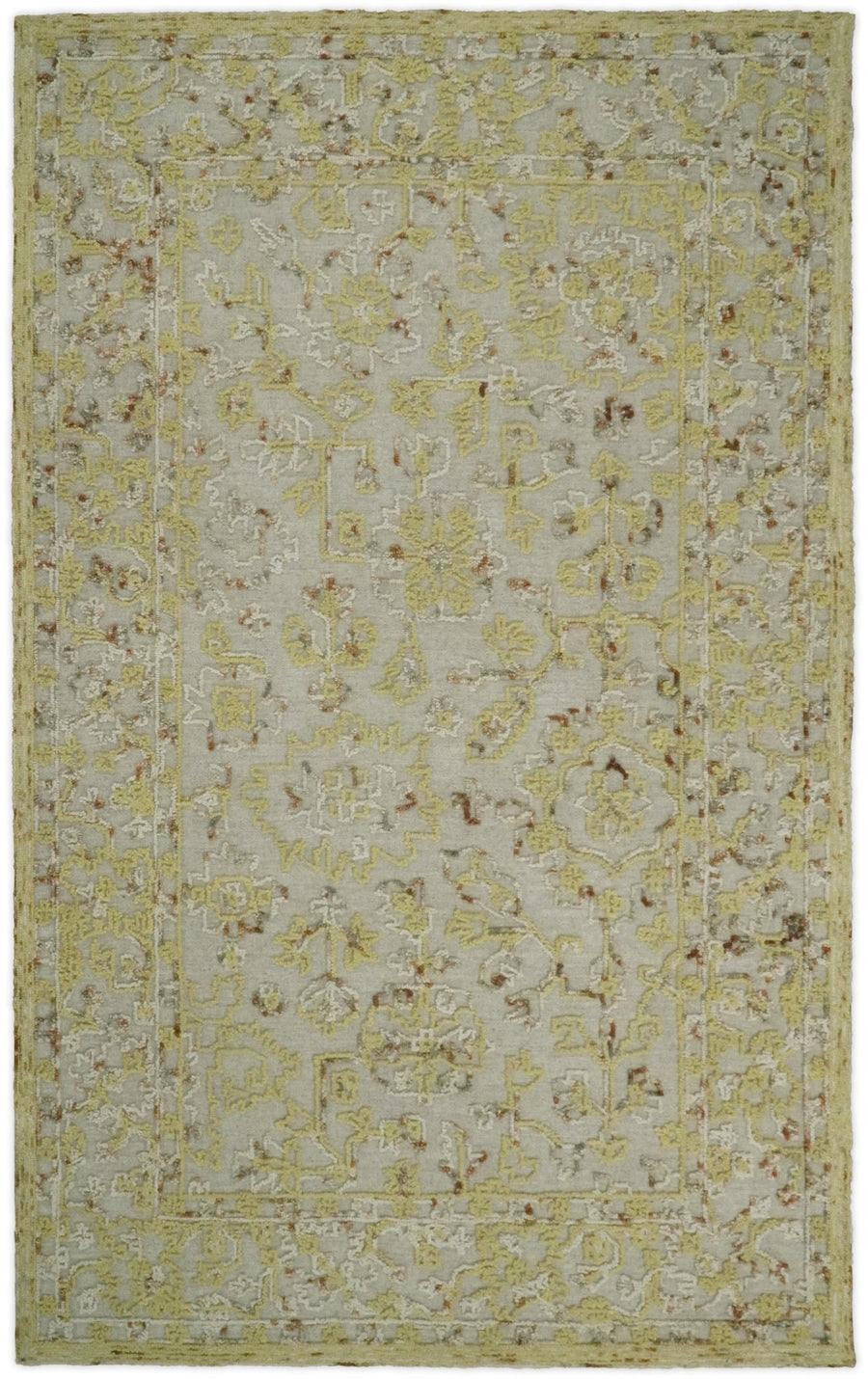 5x8 Hand Hooked Yellow and Ivory Wool Textured Loop Area Rug | GAR6 - The Rug Decor