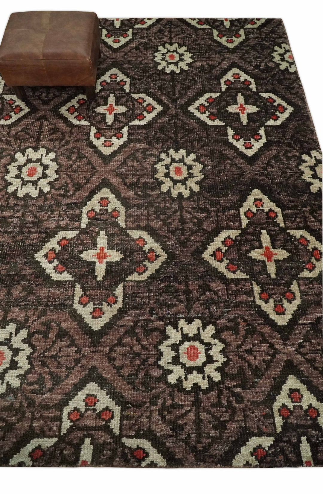 5x8 Hand Knotted Brown, Beige and Rust Antique Persian Style Contemporary Bamboo Silk Area Rug | OP69 - The Rug Decor