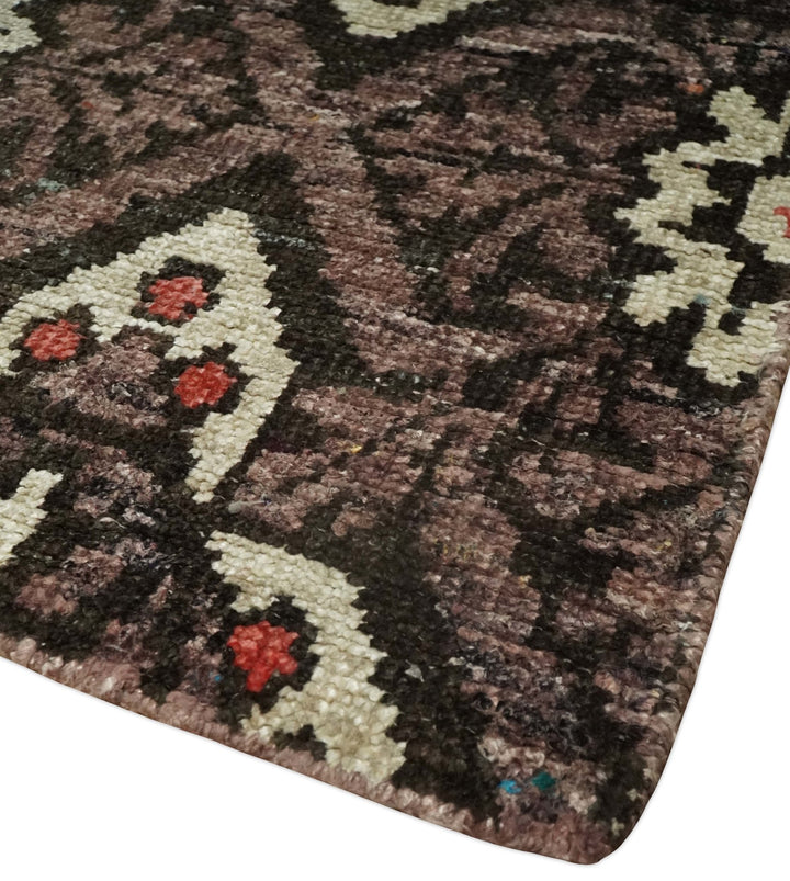5x8 Hand Knotted Brown, Beige and Rust Antique Persian Style Contemporary Bamboo Silk Area Rug | OP69 - The Rug Decor