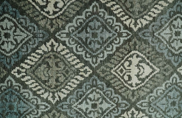 5x8 Hand Knotted Charcoal, Blue and Ivory Antique Persian Style Contemporary Bamboo Silk Area Rug | OP88 - The Rug Decor