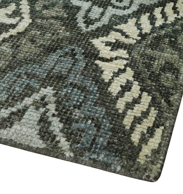 5x8 Hand Knotted Charcoal, Blue and Ivory Antique Persian Style Contemporary Bamboo Silk Area Rug | OP88 - The Rug Decor