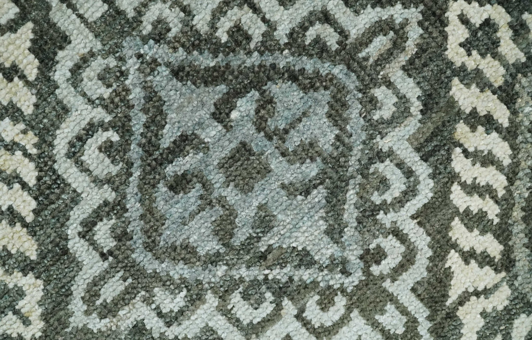 5x8 Hand Knotted Charcoal, Blue and Ivory Antique Persian Style Contemporary Bamboo Silk Area Rug | OP88 - The Rug Decor