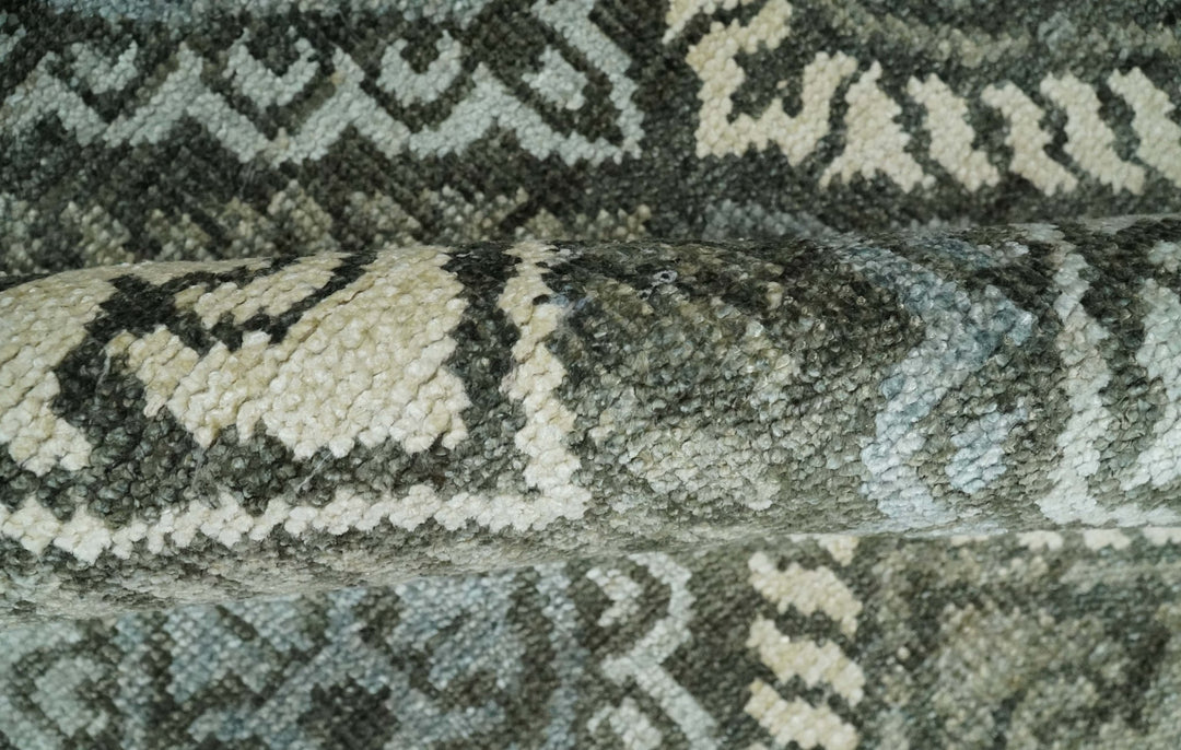 5x8 Hand Knotted Charcoal, Blue and Ivory Antique Persian Style Contemporary Bamboo Silk Area Rug | OP88 - The Rug Decor