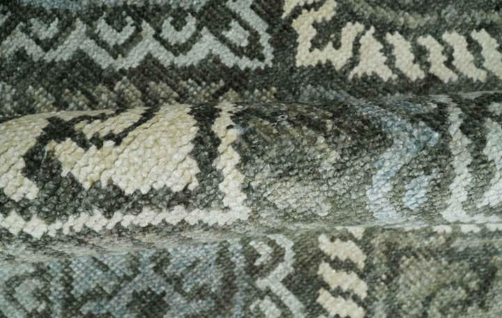 5x8 Hand Knotted Charcoal, Blue and Ivory Antique Persian Style Contemporary Bamboo Silk Area Rug | OP88 - The Rug Decor