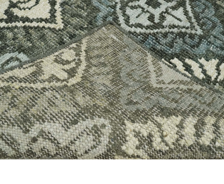 5x8 Hand Knotted Charcoal, Blue and Ivory Antique Persian Style Contemporary Bamboo Silk Area Rug | OP88 - The Rug Decor