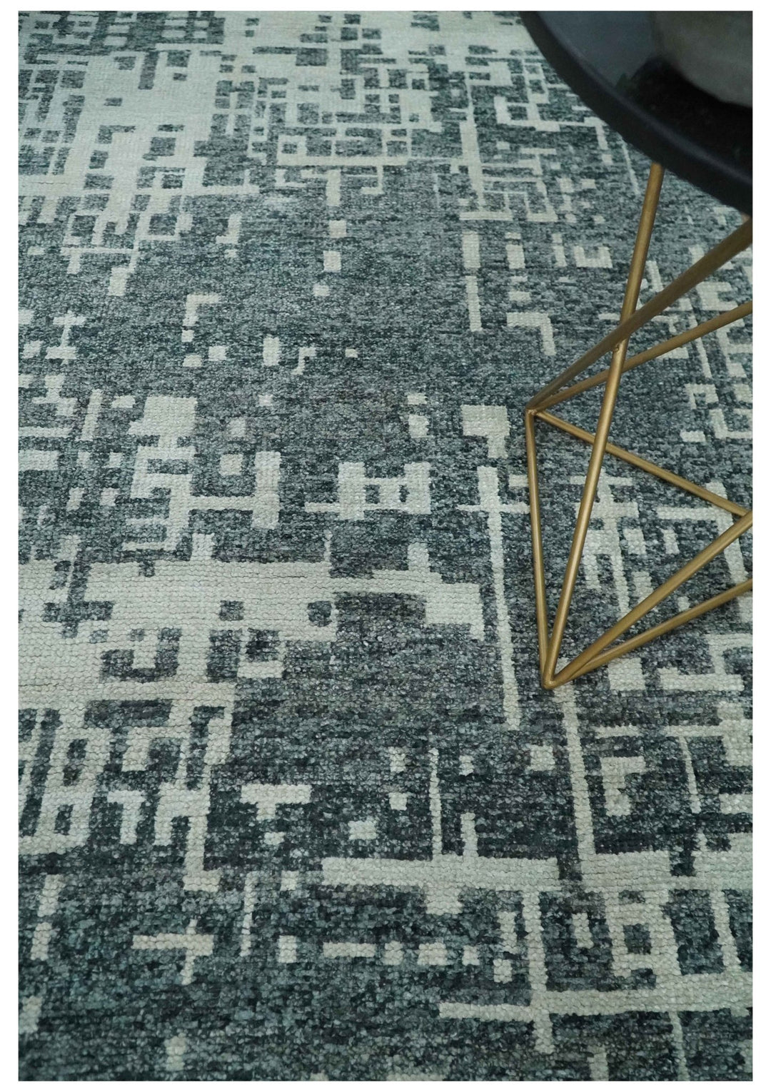 5x8 Hand Knotted Gray, Charcoal and Ivory Modern Abstract Contemporary Recycled art silk Area Rug - The Rug Decor