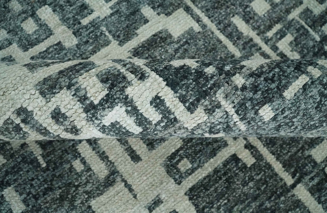 5x8 Hand Knotted Gray, Charcoal and Ivory Modern Abstract Contemporary Recycled art silk Area Rug - The Rug Decor