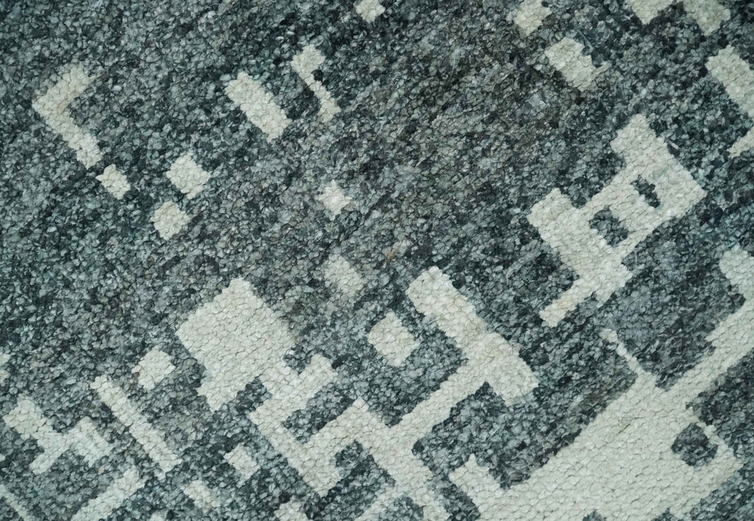 5x8 Hand Knotted Gray, Charcoal and Ivory Modern Abstract Contemporary Recycled art silk Area Rug - The Rug Decor