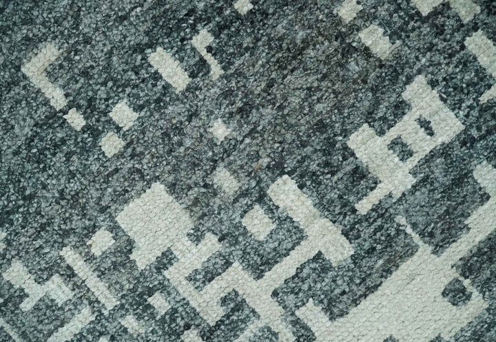 5x8 Hand Knotted Gray, Charcoal and Ivory Modern Abstract Contemporary Recycled art silk Area Rug - The Rug Decor