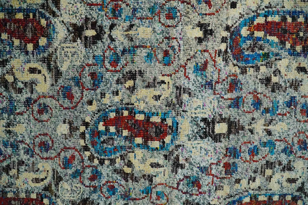 5x8 Hand Knotted Multicolor Antique Persian Style Contemporary Recycled Silk Area Rug | OP84 - The Rug Decor