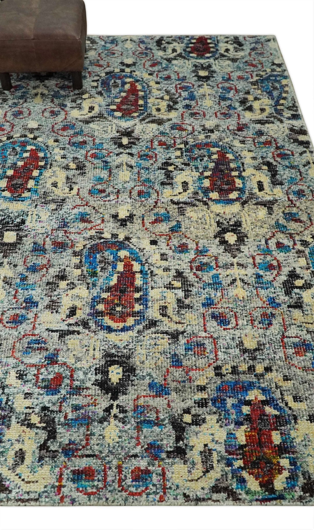 5x8 Hand Knotted Multicolor Antique Persian Style Contemporary Recycled Silk Area Rug | OP84 - The Rug Decor