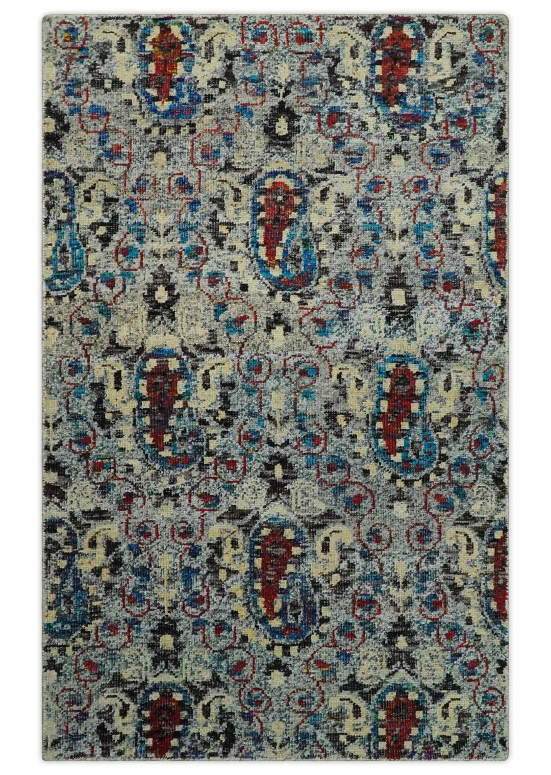 5x8 Hand Knotted Multicolor Antique Persian Style Contemporary Recycled Silk Area Rug | OP84 - The Rug Decor