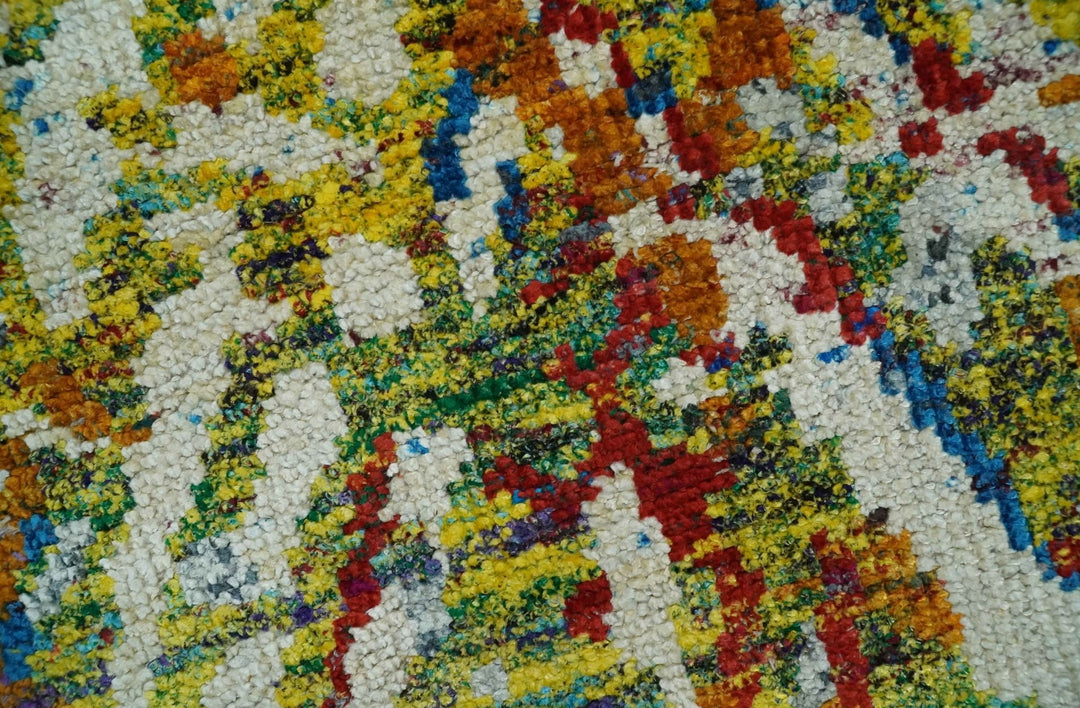 5x8 Hand Knotted Multicolor Modern Abstract Contemporary Recycled Silk Area Rug | OP111 - The Rug Decor