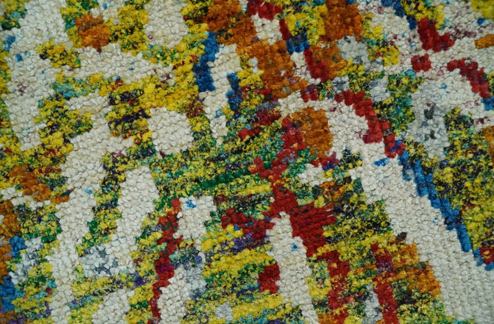 5x8 Hand Knotted Multicolor Modern Abstract Contemporary Recycled Silk Area Rug | OP111 - The Rug Decor