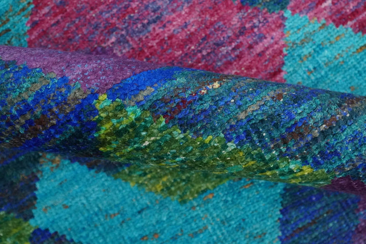 5x8 Hand Knotted Multicolor Modern Geometric Contemporary Recycled Silk Area Rug | OP78 - The Rug Decor