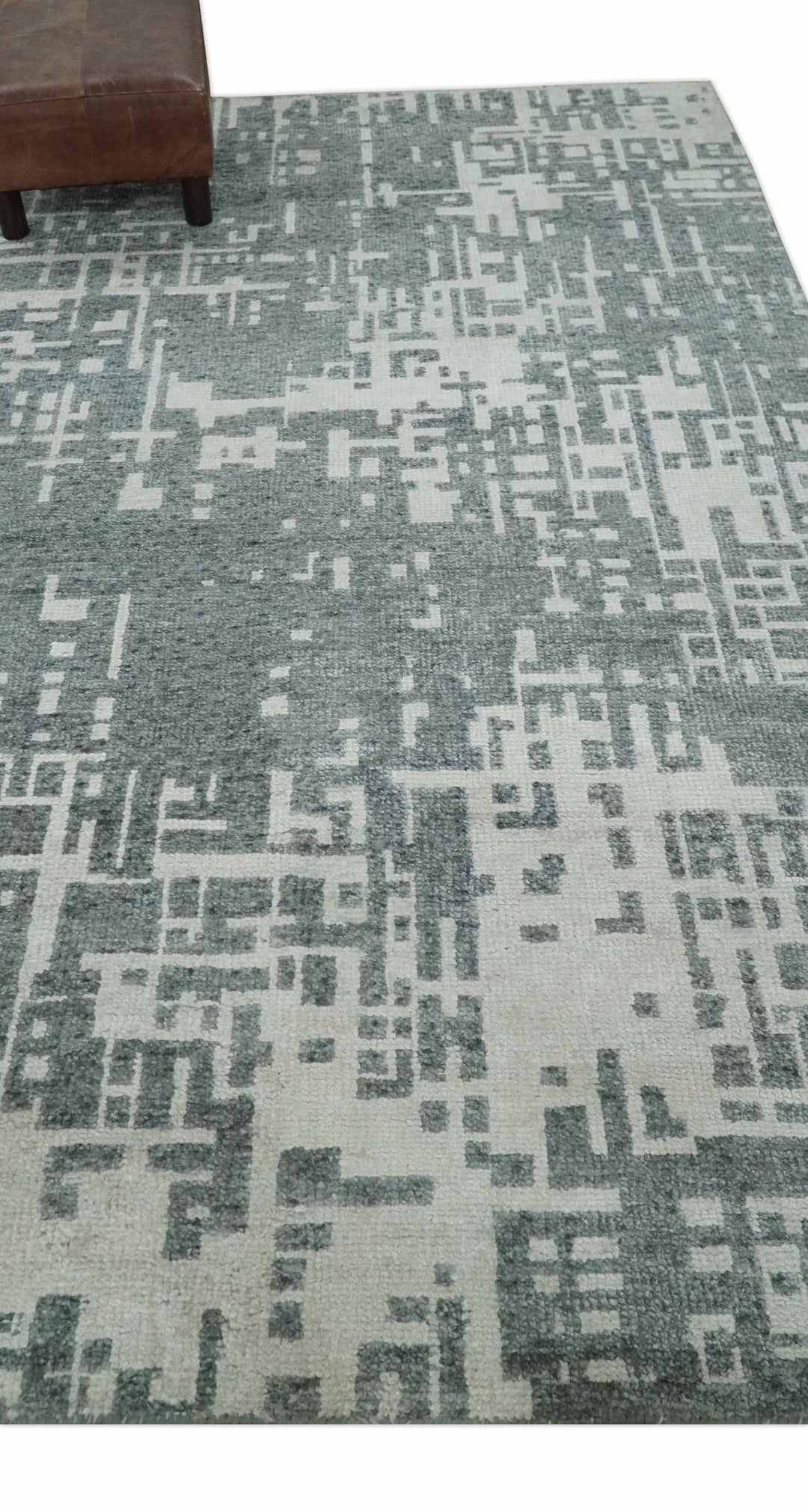 5x8 Hand Knotted Silver, Charcoal and Ivory Modern Abstract Contemporary Recycled Silk Area Rug - The Rug Decor