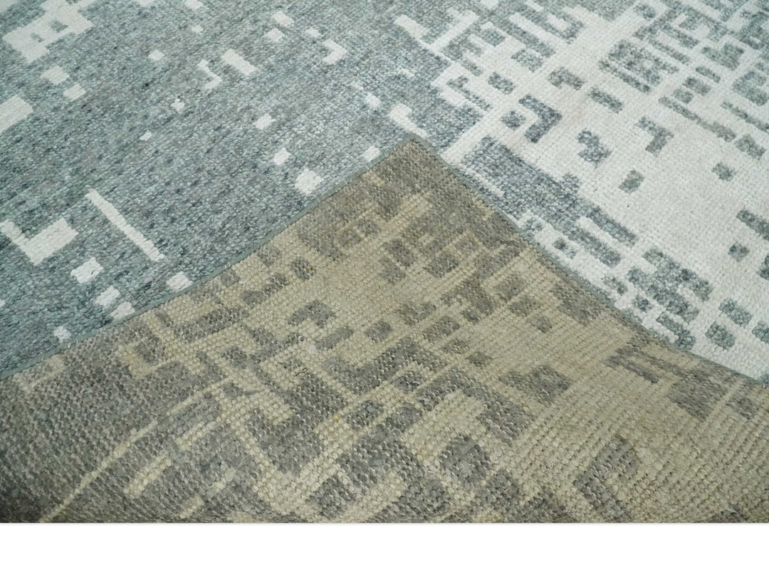 5x8 Hand Knotted Silver, Charcoal and Ivory Modern Abstract Contemporary Recycled Silk Area Rug - The Rug Decor