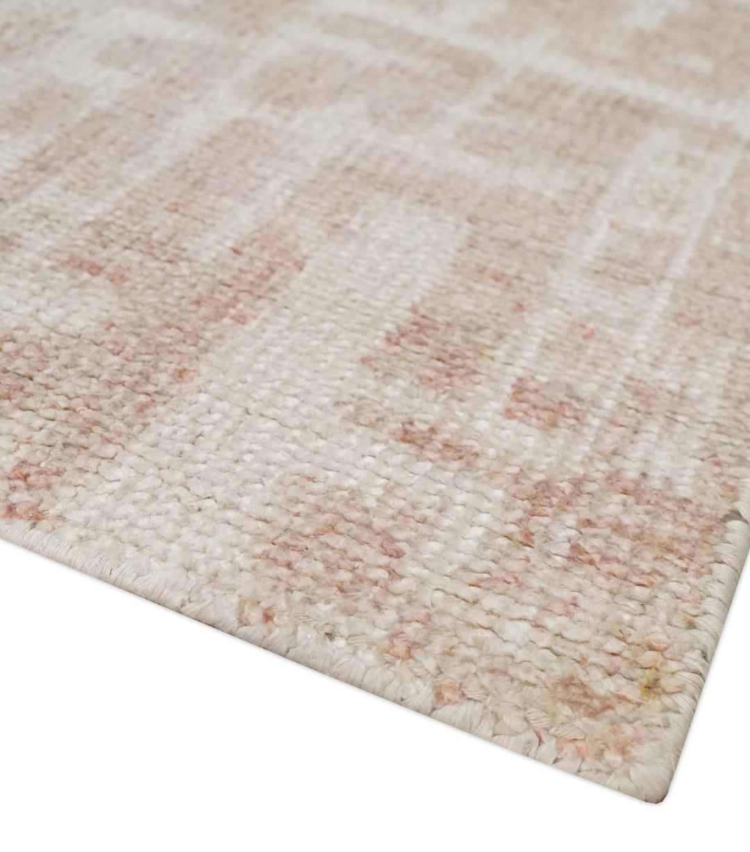 5x8 Hand Knotted Tan and Ivory Modern Abstract Contemporary Recycled Silk Area Rug - The Rug Decor
